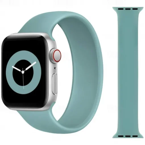 1pc Sport Elastic Silicone Solo Loop Strap for Apple Watch 38mm 40mm 41mm 42mm 44mm 45mm, Replacement Wristband for iWatch Series 7 6 5 4 3 2 1 SE for Men and Women