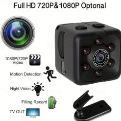 1pc SQ11 1080P Portable Wearable Night Vision Small HD Nanny Camera Mini Indoor Covert Security Cube Camera Conference Video Recorder