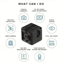 1pc SQ11 1080P Portable Wearable Night Vision Small HD Nanny Camera Mini Indoor Covert Security Cube Camera Conference Video Recorder