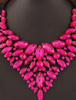 1PC Statement Necklace Crystal Necklace For Women's Wedding Party Evening Alloy Retro Alphabet Shape Precious