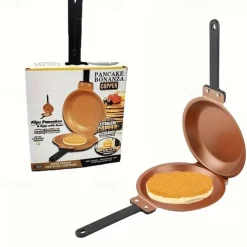 1pc Steel Double Pan, The Perfect Pancake Maker, Nonstick Easy To Flip Pan, Double Sided Frying Pan For Fluffy Pancakes, Omelets, Cooking Eggs Frittatas & More! Pancake Pan Dishwasher Safe Large, Cook