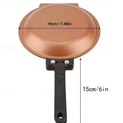 1pc Steel Double Pan, The Perfect Pancake Maker, Nonstick Easy To Flip Pan, Double Sided Frying Pan For Fluffy Pancakes, Omelets, Cooking Eggs Frittatas & More! Pancake Pan Dishwasher Safe Large, Cook