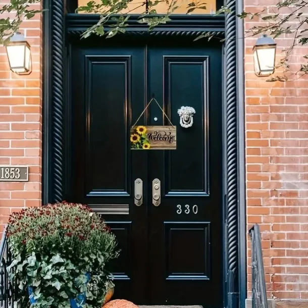 1pc Sunflower Wood Wall Sign Wooden Sunflower Pattern Plaque Sign Decoration Home Decoration Door Hanger Suitable For Bedroom Porch Courtyard Hanging Decoration 15x29cm / 6''x11''