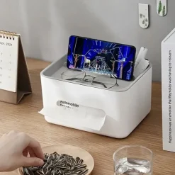 1pc, Tissue Box Napkin Holder Remote Control Storage Desk Organizer Office Multifunctional Sundries Ontainer Storage Home