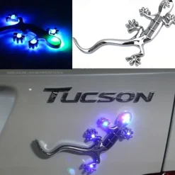 1pc Universal The New Solar Gecko King Warning Light High Bright LED Lamps Car Sticker 3D Stickers LDE Decorative Lights