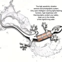 1pc Universal The New Solar Gecko King Warning Light High Bright LED Lamps Car Sticker 3D Stickers LDE Decorative Lights
