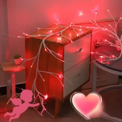 1pc Valentine's Day Love Vine String Lights with Remote Control Control Indoor Bedroom Bar Festival Atmosphere Light String USB or AAA Battery Powered