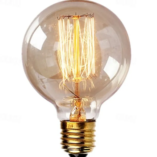 1pc Vintage Edison Bulbs with Spiral Filament 40W Dimmable E27 G95 Round Globe Large Antique Light Golden Finish Industrial Design Amber