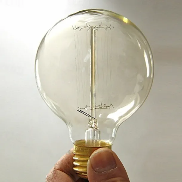 1pc Vintage Edison Bulbs with Spiral Filament 40W Dimmable E27 G95 Round Globe Large Antique Light Golden Finish Industrial Design Amber