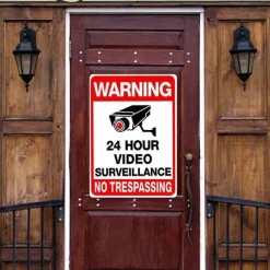 1pc Warning Metal Tin Sign No Trespassing Signs Private Property, Metal 24 Hour Video Surveillance Signs Security Camera Sign For Home Outdoor Property Yard Business Driveway Alert 20x30cm/8''x12''