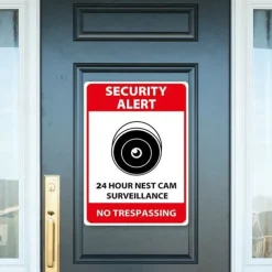 1pc Warning Metal Tin Sign No Trespassing Signs Private Property, Metal 24 Hour Video Surveillance Signs Security Camera Sign For Home Outdoor Property Yard Business Driveway Alert 20x30cm/8''x12''
