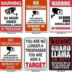 1pc Warning Metal Tin Sign No Trespassing Signs Private Property, Metal 24 Hour Video Surveillance Signs Security Camera Sign For Home Outdoor Property Yard Business Driveway Alert 20x30cm/8''x12''