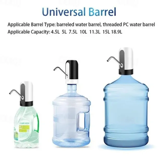 1pc Water Bottle Pump, Electric Water Bottle Pump, USB Rechargeable Automatic Drinking Water Pump For Universal 3-5 Gallon Bottles, Portable Camping Water Dispenser