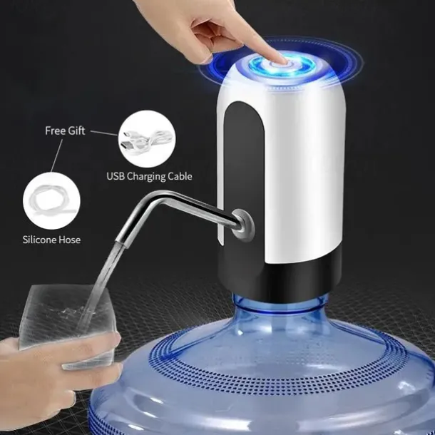 1pc Water Bottle Pump, Electric Water Bottle Pump, USB Rechargeable Automatic Drinking Water Pump For Universal 3-5 Gallon Bottles, Portable Camping Water Dispenser