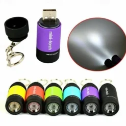 1PC Waterproof Mini Keychain Pocket Torch USB Rechargeable LED Flashlight Lamp Outdoor Sports Interior Design