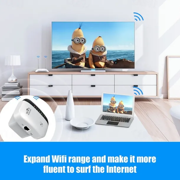 1Pc WiFi Extender WiFi Range Extender,Wireless Internet Repeater,Signal Booster Up To 2640sq. Ft And 25 Devices, Long Range Amplifier With Ethernet Port, 1-Tap Setup, Access Point