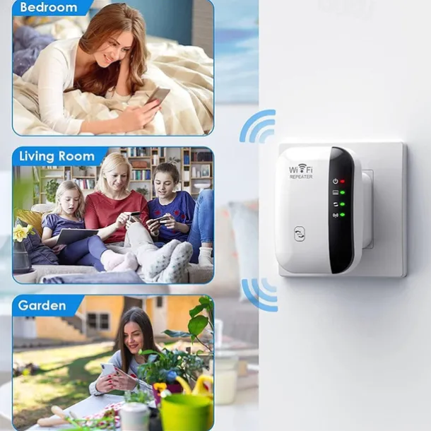 1Pc WiFi Extender WiFi Range Extender,Wireless Internet Repeater,Signal Booster Up To 2640sq. Ft And 25 Devices, Long Range Amplifier With Ethernet Port, 1-Tap Setup, Access Point