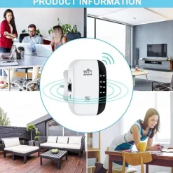 1Pc WiFi Extender WiFi Range Extender,Wireless Internet Repeater,Signal Booster Up To 2640sq. Ft And 25 Devices, Long Range Amplifier With Ethernet Port, 1-Tap Setup, Access Point