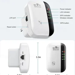 1Pc WiFi Extender WiFi Range Extender,Wireless Internet Repeater,Signal Booster Up To 2640sq. Ft And 25 Devices, Long Range Amplifier With Ethernet Port, 1-Tap Setup, Access Point