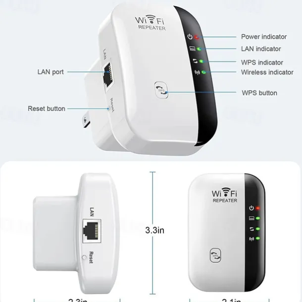 1Pc WiFi Extender WiFi Range Extender,Wireless Internet Repeater,Signal Booster Up To 2640sq. Ft And 25 Devices, Long Range Amplifier With Ethernet Port, 1-Tap Setup, Access Point