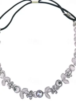 1PC Women's Headbands Hair Tie For Gift Birthday Retro Alloy Silver