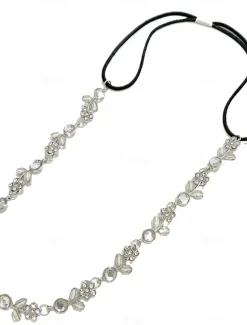1PC Women's Headbands Hair Tie For Gift Birthday Retro Alloy Silver