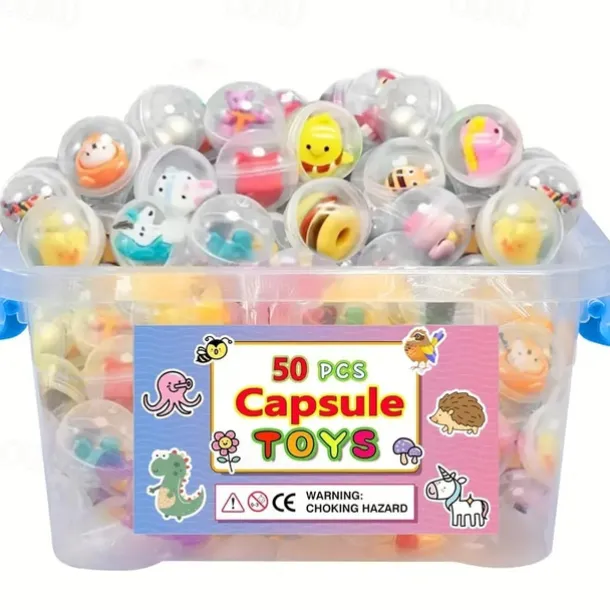50pcs 50 Assorted Mini Dolls in Clear Capsules Gumball Machine Party Favors & Surprise Prizes