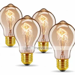 6pcs / 4pcs 60 W E26 / E27 A60(A19) Warm Yellow 2200-2800 k Retro / Dimmable / Decorative Incandescent Vintage Edison Light Bulb 220-240 V