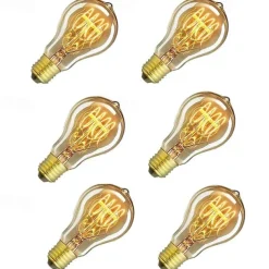 6pcs / 4pcs 60 W E26 / E27 A60(A19) Warm Yellow 2200-2800 k Retro / Dimmable / Decorative Incandescent Vintage Edison Light Bulb 220-240 V