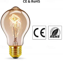 6pcs / 4pcs 60 W E26 / E27 A60(A19) Warm Yellow 2200-2800 k Retro / Dimmable / Decorative Incandescent Vintage Edison Light Bulb 220-240 V