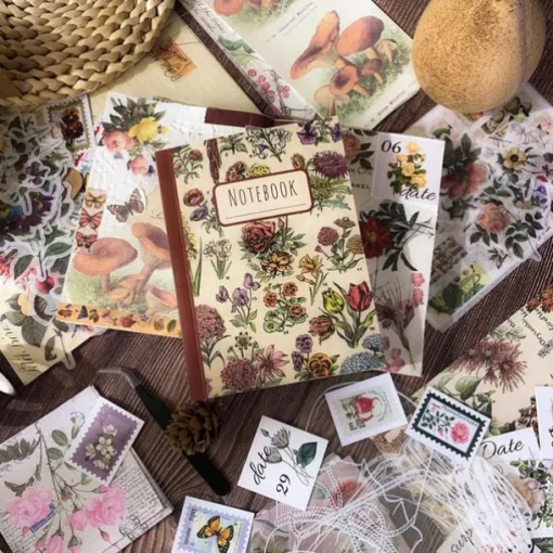 256Pcs / Set Retro Plant Sticker Book Creative INS Style Hand Account Material Paper Decorative Stickers
