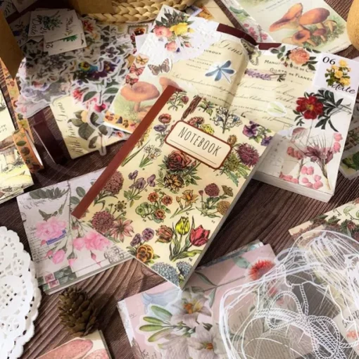 256Pcs / Set Retro Plant Sticker Book Creative INS Style Hand Account Material Paper Decorative Stickers