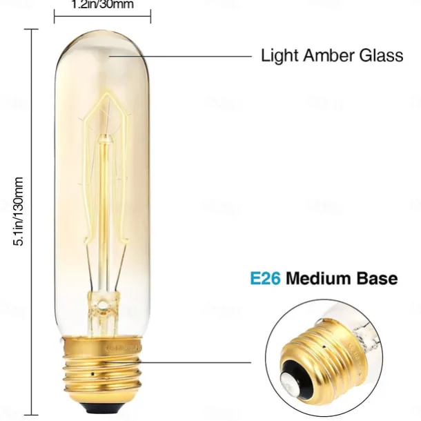4pcs 40 W E26 / E27 T10 Warm Yellow 2200 k Incandescent Vintage Edison Light Bulb 220-240 V