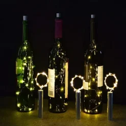 3pcs AA Battery String Lights Silver LED Wine Bottle Lights Battery Powered Cork Shape Glass Bottle Stopper Lamp Christmas Garlands Decor