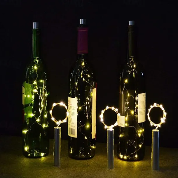 3pcs AA Battery String Lights Silver LED Wine Bottle Lights Battery Powered Cork Shape Glass Bottle Stopper Lamp Christmas Garlands Decor