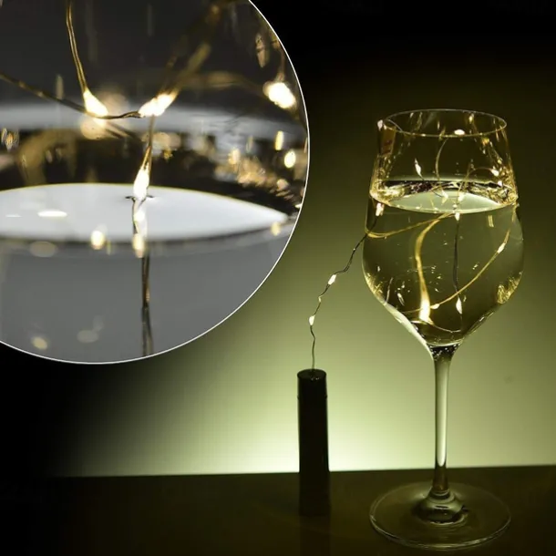 3pcs AA Battery String Lights Silver LED Wine Bottle Lights Battery Powered Cork Shape Glass Bottle Stopper Lamp Christmas Garlands Decor