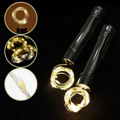 3pcs AA Battery String Lights Silver LED Wine Bottle Lights Battery Powered Cork Shape Glass Bottle Stopper Lamp Christmas Garlands Decor