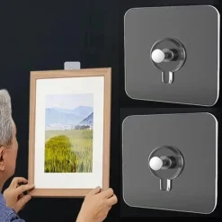 20pcs Acrylic Strong Adhesive Nails Wall Poster Seamless Wall Hook Waterproof Durable Transparent Kitchen Bathroom Screw Hook Hanger