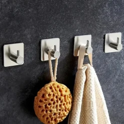 1/2pcs Adhesive Hooks Heavy Duty Wall Hooks Waterproof Stainless Steel Hooks For Hanging Coat Hat Towel Robe Hook Wall Mounted Rack For Bathroom And Bedroom