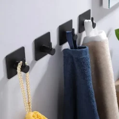 1/2pcs Adhesive Hooks Heavy Duty Wall Hooks Waterproof Stainless Steel Hooks For Hanging Coat Hat Towel Robe Hook Wall Mounted Rack For Bathroom And Bedroom