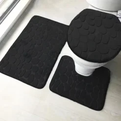 3pcs Bath Mat Non-slip Bathroom Rugs Set, Ultra Soft Non-Slip Bath Rug And Absorbent Bath Mat Carpets, Includes U-Shaped Contour Rug,Toilet Lid Cover