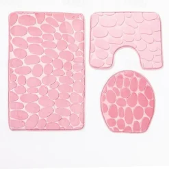 3pcs Bath Mat Non-slip Bathroom Rugs Set, Ultra Soft Non-Slip Bath Rug And Absorbent Bath Mat Carpets, Includes U-Shaped Contour Rug,Toilet Lid Cover