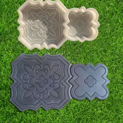 2pcs Beautiful Plastic Molding Large Paver Concrete Mold Concrete Mold Cement Mold, Plastic Brick Mold Concrete Mold Stone Paver Mold, Making Large and Small "Lily Flower" Type Interlocking Footing