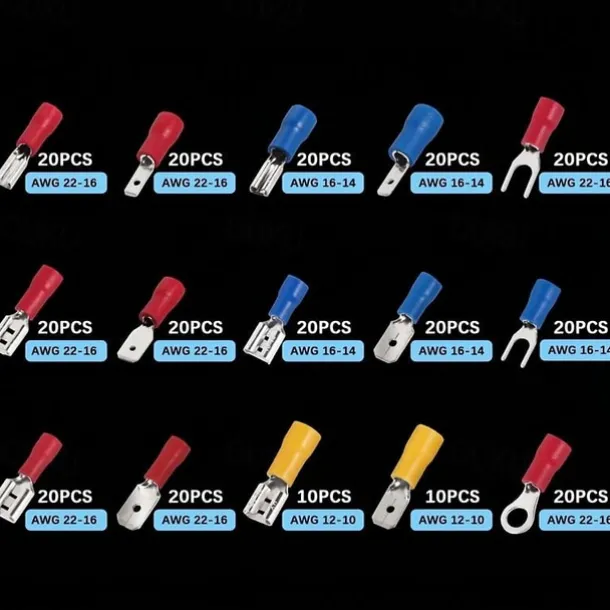280pcs Box Assorted Spade Terminals Insulated Cable Connector Electrical Wire Crimp Butt Ring Fork Set Lugs Rolled Kit