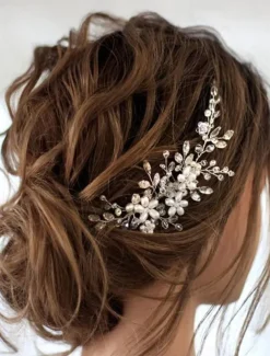 1pcs Bride Wedding Hair Comb Pearl Shiny Rhinestone Flower Hair Piece Rhinestone Bridal Hair Accessories for Women