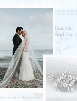 1pcs Bride Wedding Hair Comb Pearl Shiny Rhinestone Flower Hair Piece Rhinestone Bridal Hair Accessories for Women