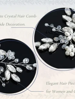 1pcs Bride Wedding Hair Comb Pearl Shiny Rhinestone Flower Hair Piece Rhinestone Bridal Hair Accessories for Women