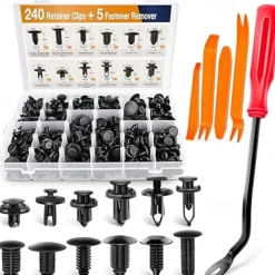 240PCS Bumper Retainer Clips Car Plastic Rivets Fasteners Push Retainer Kit Most Popular Sizes Auto Push Pin Rivets Set -Door Trim Panel Fender Clips for GM Ford Toyota Honda Chrysler