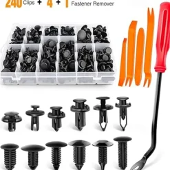 240PCS Bumper Retainer Clips Car Plastic Rivets Fasteners Push Retainer Kit Most Popular Sizes Auto Push Pin Rivets Set -Door Trim Panel Fender Clips for GM Ford Toyota Honda Chrysler