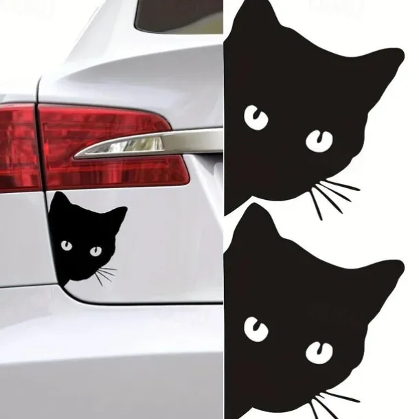 2pcs Car Black Cat Peeking Sticker Funny Vinyl Decal Car Styling Decoration Accessories Auto Exterior Decor For Car